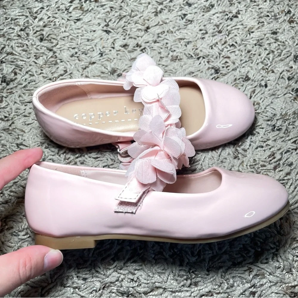 Girls’s Copper Key Blossom Chiffon Patent Floral Flats-‎ Blush Size 11